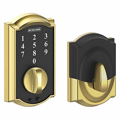 SCHLAGE RESIDENTIAL BE375CAM605 Electronic Lock Deadbolt Bright Brass