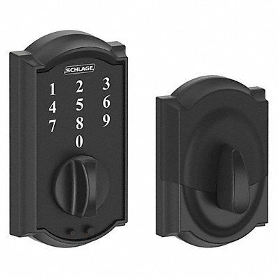 SCHLAGE RESIDENTIAL BE375CAM622 Electronic Lock Deadbolt Blk Powder Coat