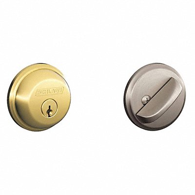 SCHLAGE RESIDENTIAL B60N505X619 Deadbolt Bright Brass / Satin Nickel
