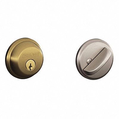 SCHLAGE RESIDENTIAL B60N609X619 Deadbolt Antique Brass / Satin Nickel