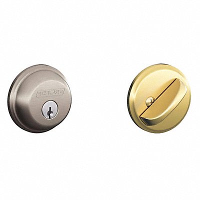 SCHLAGE RESIDENTIAL B60N619X605 Deadbolt Bright Brass / Satin Nickel
