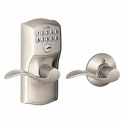 SCHLAGE RESIDENTIAL FE575CAM619ACC Electronic Lock Lever Satin Nickel