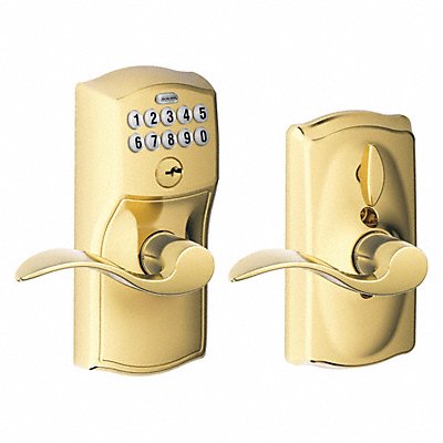 SCHLAGE RESIDENTIAL FE595CAM505ACC Electronic Lock Lever Bright Brass