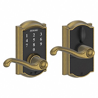 SCHLAGE RESIDENTIAL FE695CAM609FLA Electronic Lock Lever Antique Brass