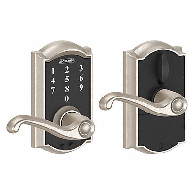SCHLAGE RESIDENTIAL FE695CAM619FLA Electronic Lock Lever Satin Nickel