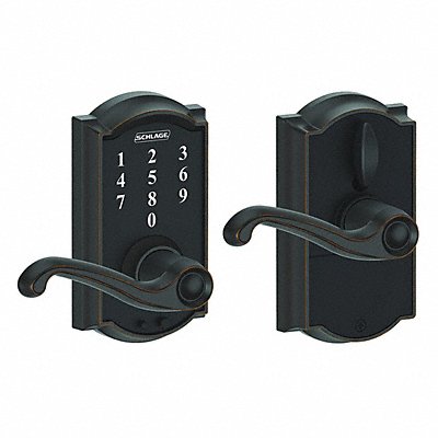 SCHLAGE RESIDENTIAL FE695CAM716FLA Electronic Lock Lever Antique Bronze