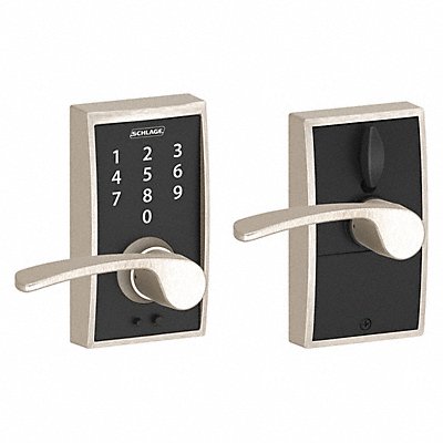 SCHLAGE RESIDENTIAL FE695CEN619MER Electronic Lock Lever Satin Nickel