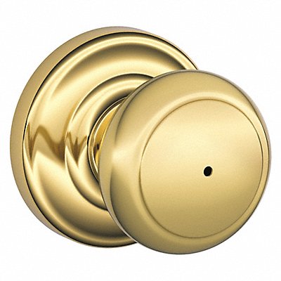 SCHLAGE RESIDENTIAL F40AND605AND Knob Lockset Bright Brass Privacy Gr 2