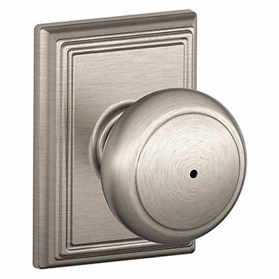 SCHLAGE RESIDENTIAL F40AND619ADD Knob Lockset Satin Nickel Privacy Gr 2