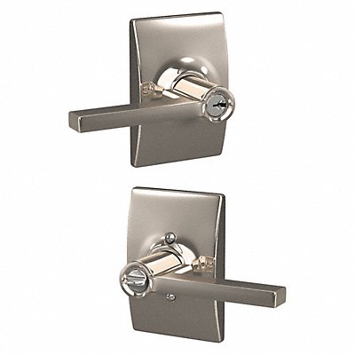 SCHLAGE RESIDENTIAL F51ALAT618CEN Lever Lockset Bright Nickel Entrance