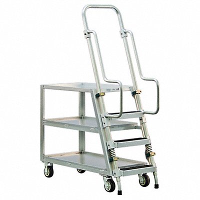 GRAINGER 50061 Ladder Cart 3 Shelves 800 lb Ld Cap.