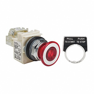 SCHNEIDER ELECTRIC 9001KR9P38LRRH13 Mushroom Push Button Illm FulVolt Red SPDT