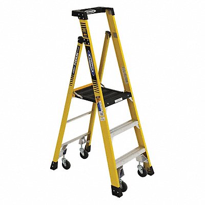 WERNER PD73034C Podium Stepladder 3 ft Fiberglass 375 lb