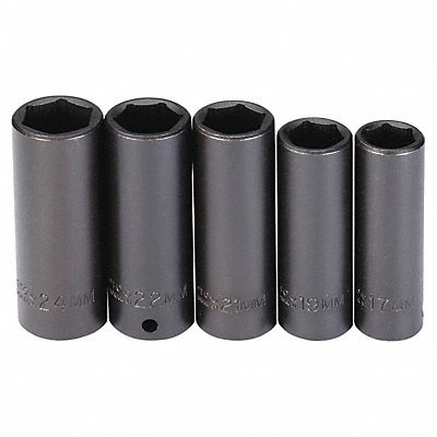 PROTO J74218 Impact Socket Set Steel Black Oxide 17 to 24 mm