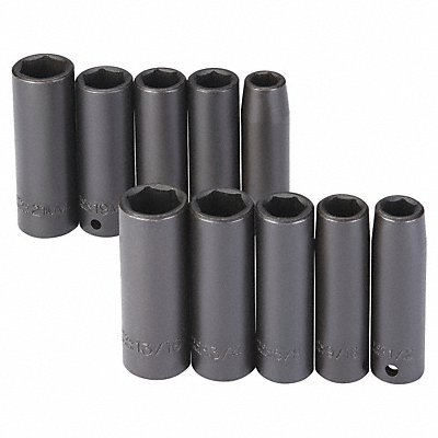 PROTO J74201 Impact Socket Set Steel Black Oxide 1/2-1/16 in