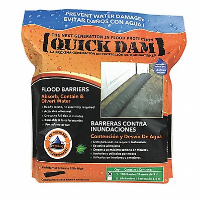 QUICK DAM QD6101ES Water Act Flood Barrier 3-1/2 Hx10ftL