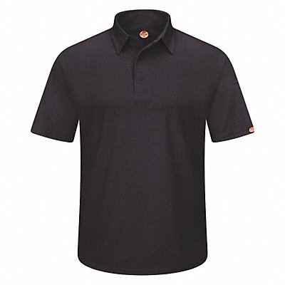 RED KAP SK90BKSSM J2888 Short Sleeve Polo Sz M Black Polyester