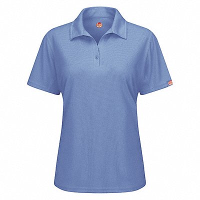 RED KAP SK91MBSS3XL J2890 Short Sleeve Polo Wmn 3XL Blue Polyester