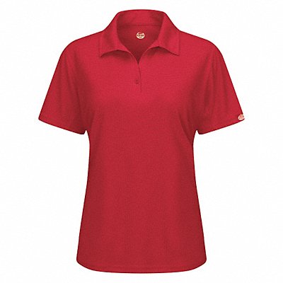 RED KAP SK91RDSS3XL J2890 Short Sleeve Polo Womens 3XL Red Button