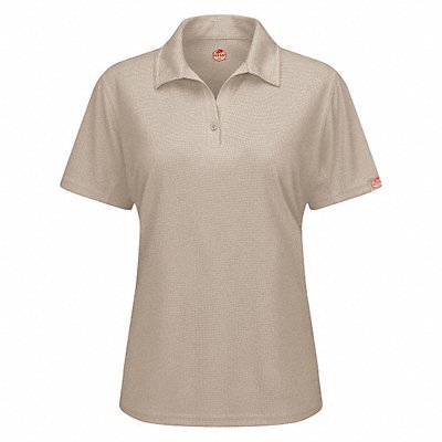 RED KAP SK91TNSSXXL J2890 Short Sleeve Polo Wmn 2XL Tan Polyester