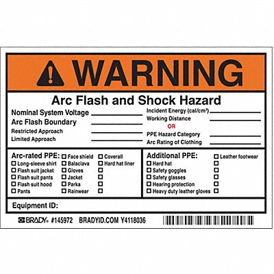 BRADY 145972 Permanent Adhesive Label 4inx6in Vinyl PK5
