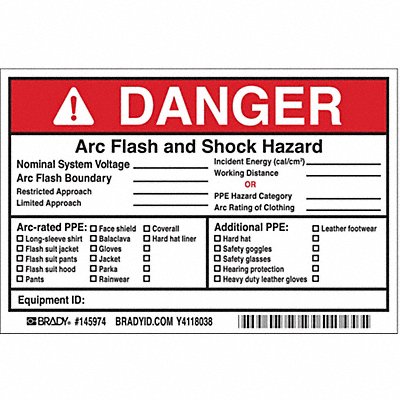 BRADY 145974 Permanent Adhesive Label 4inx6in Vinyl PK5