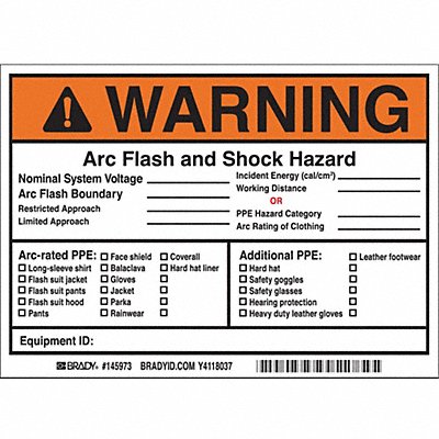 BRADY 145973 Permanent Adhesive Label 5inx7in Vinyl PK5