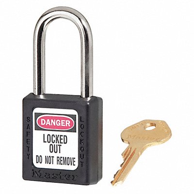 MASTER LOCK 410KABLK D1944 Lockout Padlock KA Black 1-3/4 H