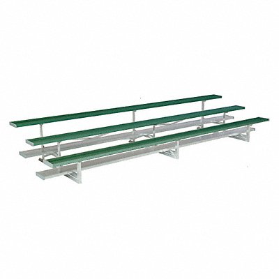 NATIONAL RECREATION SYSTEMS NB0315ASTD6005S Bleacher 3 Rows 30 Seats 15 ft L Green