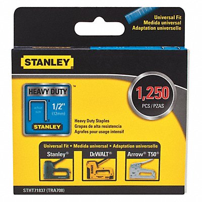 STANLEY STHT71837 Staple 1/2 Leg L (In.) Heavy Duty PK1250