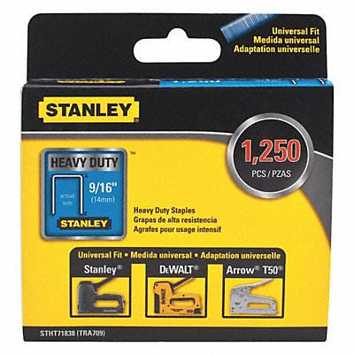 STANLEY STHT71838 Staple 9/16 Leg L(In.) Heavy Duty PK1250