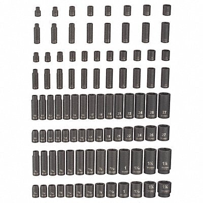 WESTWARD 45KG81 Impact Socket Set Steel Black Oxide 5/16-1 1/4 in