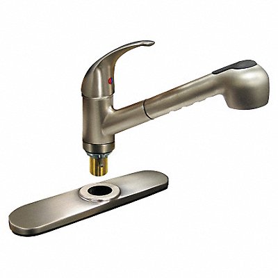 DOMINION FAUCETS 772120 Low Arc Pull Out Brushed Nickel 1.8gpm