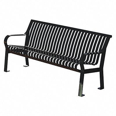 THOMAS STEELE QSCRB6VSB Outdoor Bench 71 in L 27-1/2 in H Blck