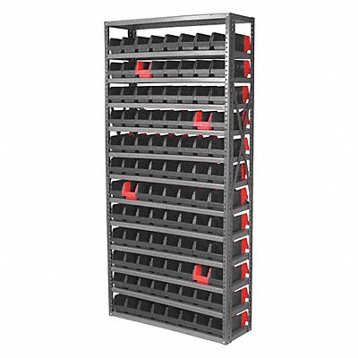 AKRO-MILS AS127936442BK K6927 Bin Shelving 12x79x36in Black Red