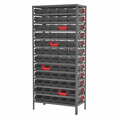 AKRO-MILS AS187936468BK K5256 Bin Shelving 18x79x36in Black Red