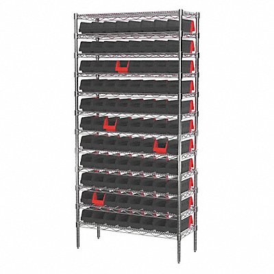 AKRO-MILS AWS143636442BK Bin Shelving 14x74x36in Black Red