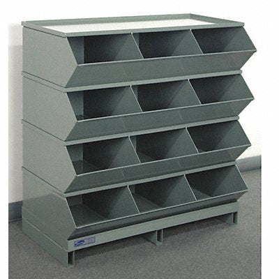 STACKBIN 3412SSPB Sectional Bin Unit 12 Grey 38 in H