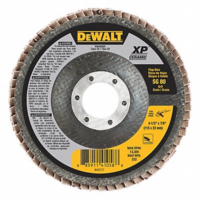 DEWALT DWA8282 Flap Disc 13 300 RPM 4-1/2 Dia.