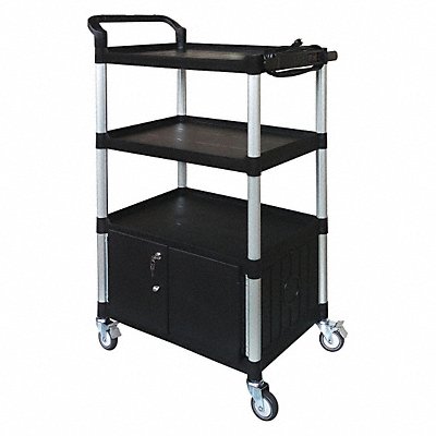 GRAINGER 45NP05 Cart with Cabinet 52-3/4 in H Black