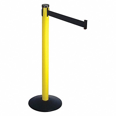 VISIONTRON 301YABK Barrier Post w/Belt 10ft L Blk Belt