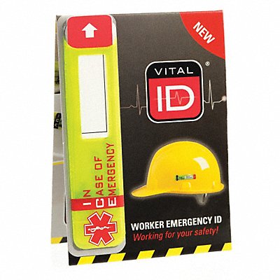 VITAL ID WSID02 Hard Hat I.D Yllw 3/4in.Hx3-1/4in.W PK25