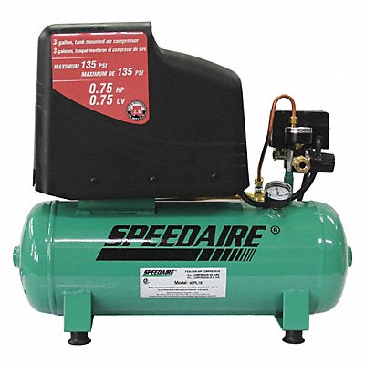 SPEEDAIRE 45PL19 Portable Air Compressor 3 gal Hot Dog