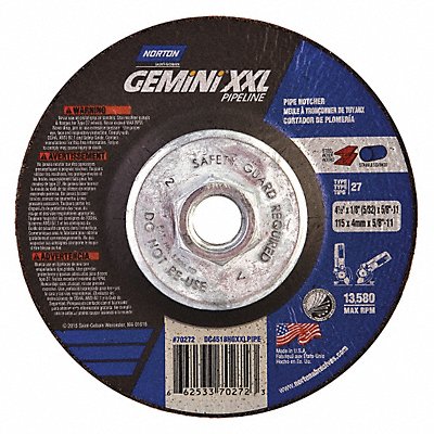 NORTON 66253370272 Cut Off Grinding Wheel 5/8 -11CN ThreadHle