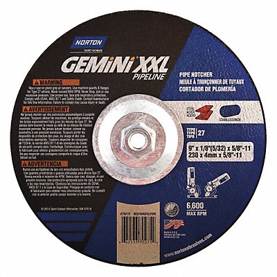 NORTON 66253370275 Cut Off Grinding Wheel 5/8 -11CN ThreadHle