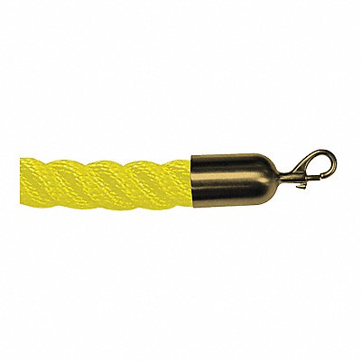 LAWRENCE METAL ROPETWST351202SNAP2S Barrier Rope Yllw 12 ft.L Brass Snap End