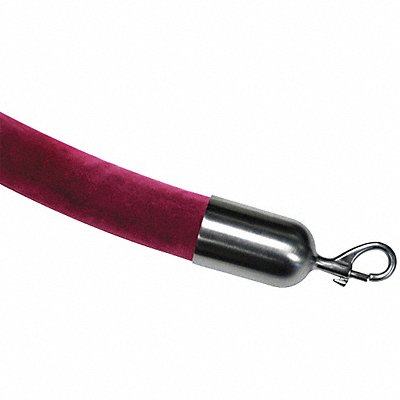 LAWRENCE METAL ROPEVELR430302SNAP1S Barrier Rope Velour Maroon 3 ft L