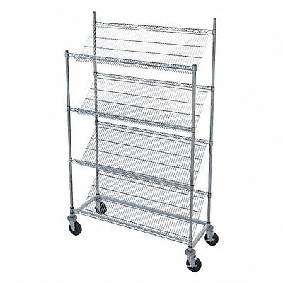 METRO 63UP74UP5M5MB1848DNC435N3C1PKG Slanted Shelf Wire Cart Chrome 4 Shelves