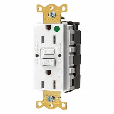 HUBBELL SNAPGF82W GFCI Receptacle Hospital Wht 15A 0.5 HP