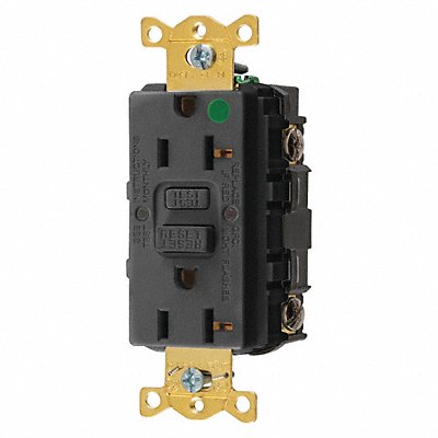 HUBBELL GFR83BLK GFCI Receptacle 20A 125VAC 5-20R Black